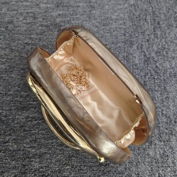 Acrylic Clutch Purse for Women Classic Round Acrylic Evening Handbag Vintage Met - Picture 6 of 6